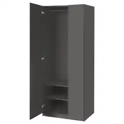 IKEA Pax-garderobe : hoog, zwart, rechthoekig, twee deuren, planken binnenin aanbieding