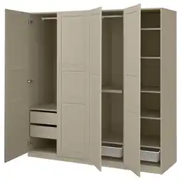 IKEA Pax / tyssedal Kledingkastcombinatie, grijsbeige/grijsbeige, 200x60x201 cm aanbieding