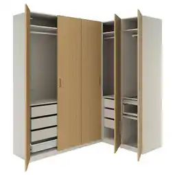 IKEA Pax / tonstad Hoekkledingkast, grijsbeige/grijsbeige eikenfineer, 231/161x236 cm aanbieding