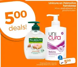 Trekpleister Unicura en Palmolive handzeep aanbieding