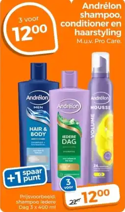 Trekpleister Andrélon shampoo, conditioner en haarstyling aanbieding