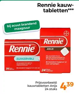 Trekpleister Rennie kauw- tabletten aanbieding