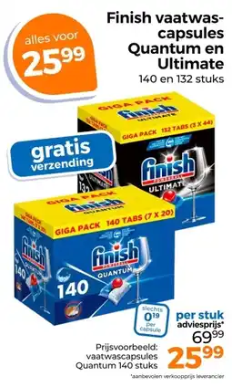 Trekpleister Finish vaatwas- capsules Quantum en Ultimate aanbieding