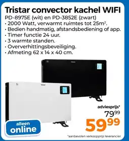 Trekpleister Tristar convector kachel WIFI aanbieding