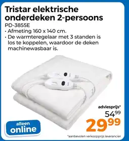 Trekpleister Tristar elektrische onderdeken 2-persoons aanbieding