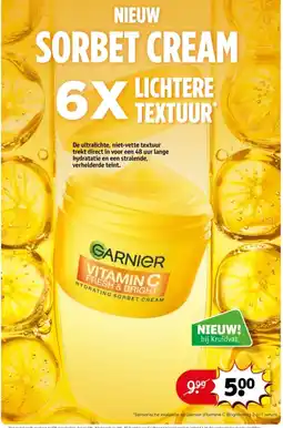 Kruidvat Garnier vitamin C fresh & bright hydrating sorbet cream aanbieding
