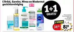 Kruidvat L'Oréal Garnier Nivea en Biodermal gezichtsreiniging aanbieding
