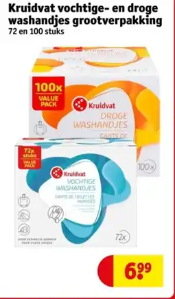 Kruidvat Kruidvat vochtige- en droge washandjes grootverpakking aanbieding