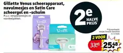 Kruidvat Gillette venus scheerapparaat navulmesjes en satin care scheergel en schuim aanbieding