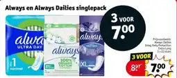 Kruidvat Always en Always Dailies singlepack aanbieding
