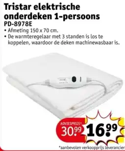 Kruidvat Tristar elektrische onderdeken PD-8978E aanbieding
