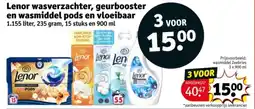 Kruidvat Lenor wasverzachter geurbooster en wasmiddel pods en vloeibaar aanbieding