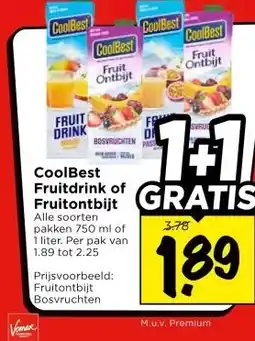 Vomar Voordeelmarkt CoolBest Fruitdrink of Fruitontbijt aanbieding
