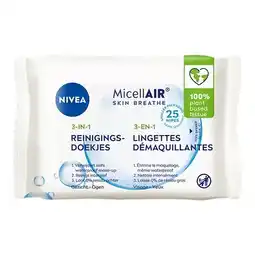 Trekpleister NIVEA 3-In-1 Micellair Skin Breathe Reinigingsdoekjes aanbieding