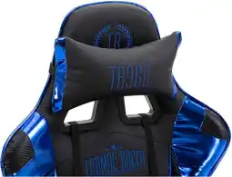 Bol.com CLP Turbo Bureaustoel - Met voetsteun zwart/blauw Kunstleer (metallic) aanbieding