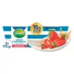 PLUS Campina Griekse Powerbowl Rood Fruit 2-pack aanbieding