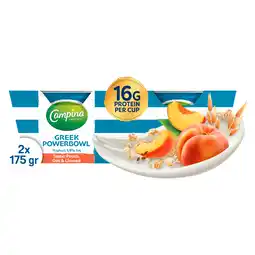 PLUS Campina Griekse Powerbowl Perzik 2-pack aanbieding