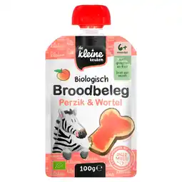 PLUS De Kleine Keuken Bio broodbeleg perzik wortel 6+ aanbieding