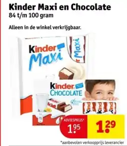 Kruidvat Kinder maxi en chocolate aanbieding