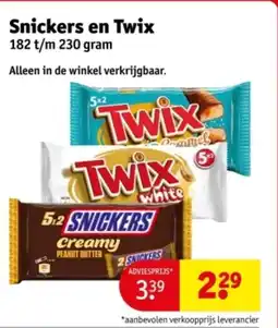 Kruidvat Snickers en Twix aanbieding