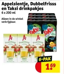 Kruidvat Appelsientje dubbelfrisss en taksi drinkpakjes aanbieding