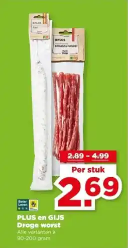 PLUS PLUS en GIJS Droge worst aanbieding