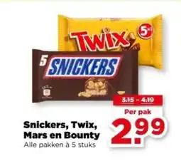 PLUS Snickers Twix Mars en Bounty aanbieding