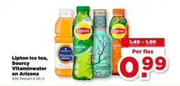 PLUS Lipton Ice tea Sourcy Vitaminwater en Arizona aanbieding