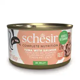 Zooplus Voordeelpakket: 24x85g Schesir Complete Nutrition filet in gelei tonijn met zalm natvoer voor katten aanbieding