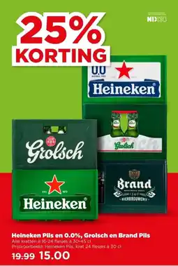 PLUS Heineken Pils en 0.0% Grolsch en Brand Pils aanbieding