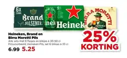 PLUS Heineken brand en birra moretti pils aanbieding