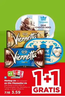 PLUS Hertog IJs Alle varianten en Ola Viennetta IJs aanbieding