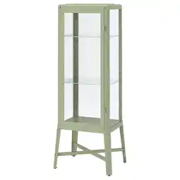 IKEA Fabrikor mintgroene metalen glazen vitrinekast met 4 planken aanbieding