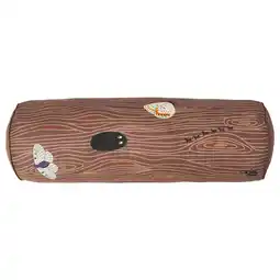 IKEA Skogsduva kussen: bruin, cilindrisch, boomstamontwerp met insecten, katoen & polyester aanbieding