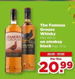 PLUS The Famous Grouse Whisky Fles 100 cl en smokey black Fles 70 cl aanbieding