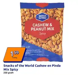 Action Snacks of the World Cashew en Pinda Mix Spicy aanbieding