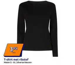 Action T-shirt met ribstof aanbieding