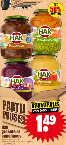 Dirk Hak groente of appelmoes aanbieding