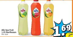 Albert Heijn Alle Spa Alle Spa Fruit 1.25 literflessen aanbieding