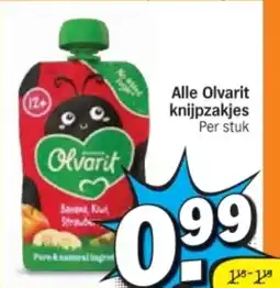 Albert Heijn Alle Olvarit knijpzakjes aanbieding