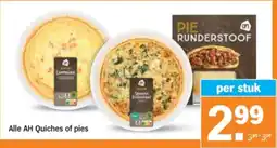 Albert Heijn Alle AH Quiches of pies aanbieding