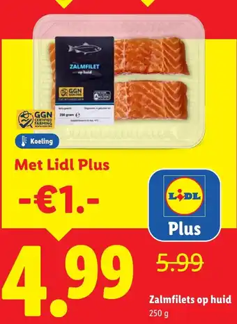 Lidl Zalmfilets op huid aanbieding