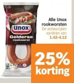 Albert Heijn Alle Unox rookworsten aanbieding