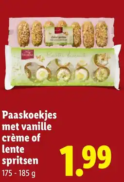 Lidl Paaskoekjes met vanille crème of lente spritsen aanbieding