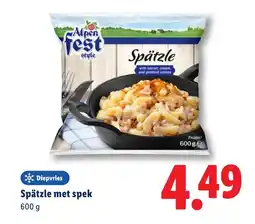 Lidl Spätzle met spek aanbieding