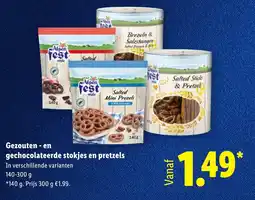 Lidl Gezouten en gechocolateerde stokjes en pretzels aanbieding