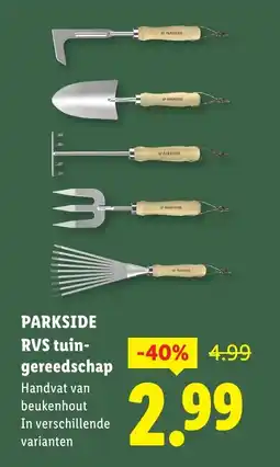 Lidl Parkside rvs tuin gereedschap aanbieding