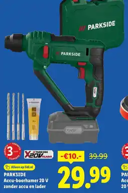 Lidl Parkside accu-boorhamer 20 v zonder accu en lader aanbieding