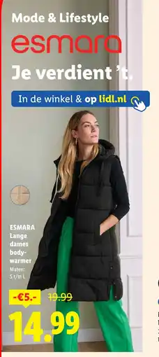 Lidl Esmara lange dames body warmer aanbieding