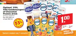 Coop Optimel, vifit, vifit goedemorgen of chocomel protein drink aanbieding
